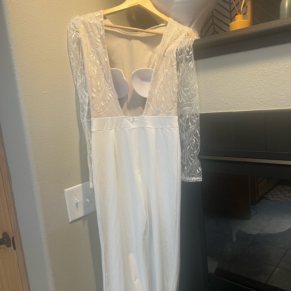 White And Nude Jumpsuit - image 2